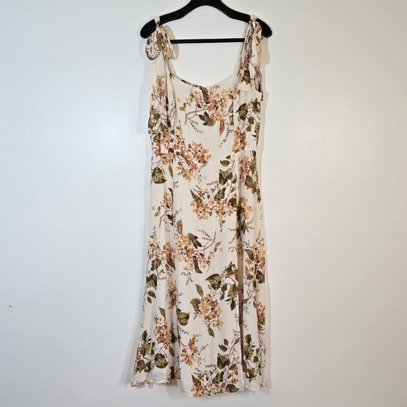 New Reformation Twilight Bella Floral Midi Sun Dress 12 Sundress Cream P… - Picture 3 of 8